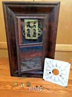 Seth Thomas Ogee Shelf Clock Antique Wind Up Glass Wooden Cabinet parts repair