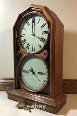 Seth Thomas Parlor No. 5 Double Dial Calendar Mantel Shelf Clock