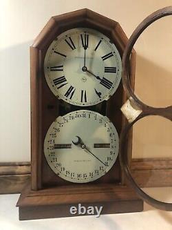 Seth Thomas Parlor No. 5 Double Dial Calendar Mantel Shelf Clock