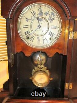 Seth Thomas Pittsburgh VP Mantel Clock City Series w Key Walnut pat July 30 1878