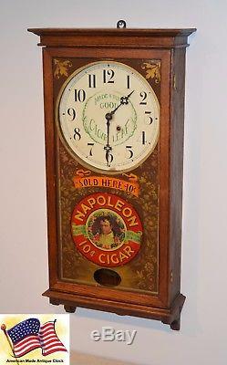 Seth Thomas Powell & Goldstein 10 Cent Napoleon Cigar Antique Advertising Clock