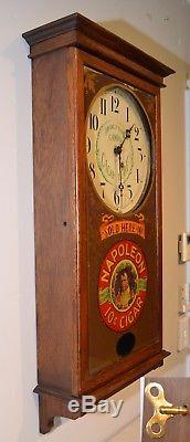 Seth Thomas Powell & Goldstein 10 Cent Napoleon Cigar Antique Advertising Clock