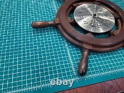 Seth Thomas Quartz Capstan Analog Clock Vtg 1980 Ship Wheel Wood Wall Mount USA