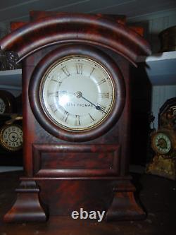 Seth Thomas Rare Arch Top Darker Burl Mahogany Mantel Clock-Runs/Strikes Fine