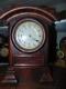 Seth Thomas Rare Arch Top Darker Burl Mahogany Mantel Clock-runs/strikes Fine