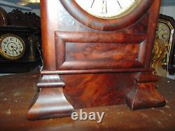 Seth Thomas Rare Arch Top Darker Burl Mahogany Mantel Clock-Runs/Strikes Fine