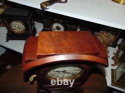 Seth Thomas Rare Arch Top Darker Burl Mahogany Mantel Clock-Runs/Strikes Fine