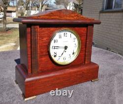 Seth Thomas Red Adamantine Antique Mantle Shelf Clock Original Painted Dial