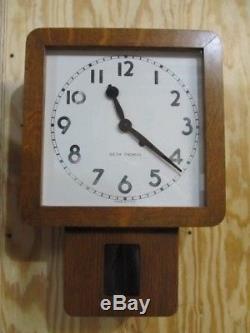 Seth Thomas Regulator Wall Clock School House Square Face Time Only WORKS