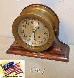 Seth Thomas Restored Antique Ships Bell Strike Model 66 Clock With Stand