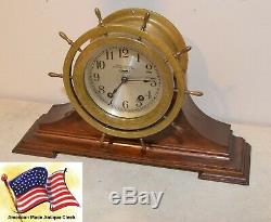 Seth Thomas Restored Antique Ships Wheel Strike Model 44 Clock With Stand