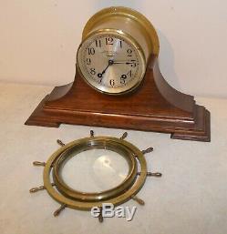 Seth Thomas Restored Antique Ships Wheel Strike Model 44 Clock With Stand