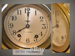 Seth Thomas Restored Mayflower 3 1939 Antique Ship's Bell Strike Clock