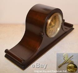 Seth Thomas Restored Tambour 6-1926 Elegant Antique Striking Clock In Mahogany