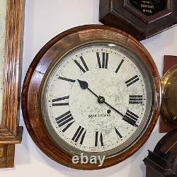Seth Thomas Round Gallery Wall Clock In Oak Case Works Great! Circa 1910