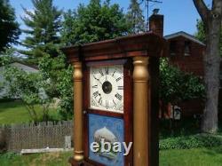 Seth Thomas Roweswood Empire 8 Day Weight Shelf Mantle Clock Painted Glass Dial