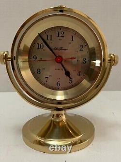 Seth Thomas SCHOONER Model 1044 Solid Brass Gimball Mtd Ships Clock Quartz Runs