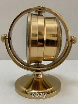 Seth Thomas SCHOONER Model 1044 Solid Brass Gimball Mtd Ships Clock Quartz Runs