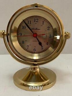 Seth Thomas SCHOONER SHIPS CLOCK Model 1044 Solid Brass Gimball Mtd Quartz Runs