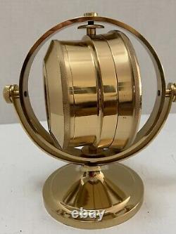 Seth Thomas SCHOONER SHIPS CLOCK Model 1044 Solid Brass Gimball Mtd Quartz Runs