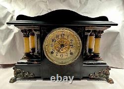 Seth Thomas Shasta Antique Black Adamantine Mantel Clock