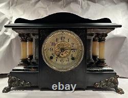 Seth Thomas Shasta Antique Black Adamantine Mantel Clock