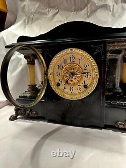 Seth Thomas Shasta Antique Black Adamantine Mantel Clock