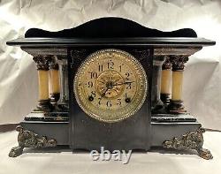 Seth Thomas Shasta Antique Black Adamantine Mantel Clock