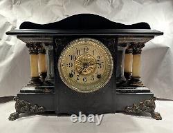 Seth Thomas Shasta Antique Black Adamantine Mantel Clock