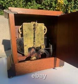 Seth Thomas Shelf Key Wind Mantle Table Clock Wood and Glass with Key Vintage