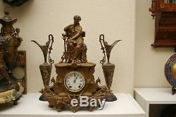 Seth Thomas Sons No-8028 spelter figural mantle clock runs