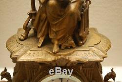 Seth Thomas Sons No-8028 spelter figural mantle clock runs