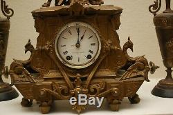 Seth Thomas Sons No-8028 spelter figural mantle clock servcied new mainsprings