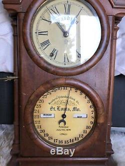Seth Thomas Southern Calendar Clock Co Antique Double Dial Regulator