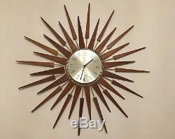 Seth Thomas Starburst/Sunburst Clock Vintage Mid-Century Working Starflower Teak