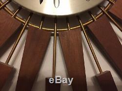 Seth Thomas Starburst/Sunburst Clock Vintage Mid-Century Working Starflower Teak