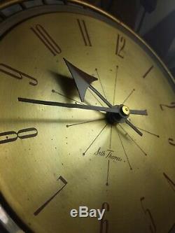 Seth Thomas Starflower Clock Mid Century Modern Starburst Working Sunburst
