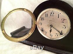 Seth Thomas Tambour Mantel Clock Great Walnut Case Runs