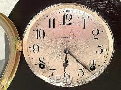 Seth Thomas Tambour Mantel Clock Great Walnut Case Runs
