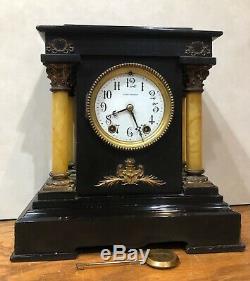 Seth Thomas Toulon Open 4 Pillar Adamantine 8 Day Mantel Shelf Table Clock