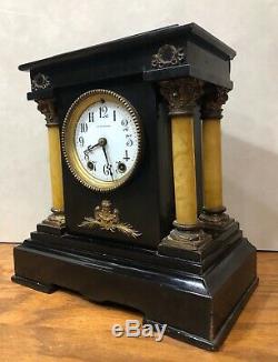 Seth Thomas Toulon Open 4 Pillar Adamantine 8 Day Mantel Shelf Table Clock