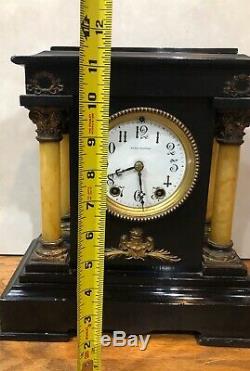 Seth Thomas Toulon Open 4 Pillar Adamantine 8 Day Mantel Shelf Table Clock