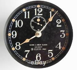 Seth Thomas Us Navy Mark 1 Deck Clock Bulkhead Mnt #21231, 6.75 Face, Wwii 1942
