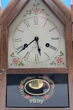 Seth Thomas Vintage 8 Day Sharon Time Strike Steeple Mantel Clock & Key