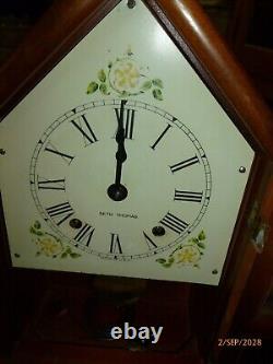 Seth Thomas Vintage 8 Day Sharon Time Strike Steeple Mantel Shelf Clock Antique