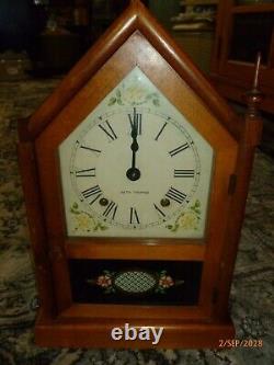 Seth Thomas Vintage 8 Day Sharon Time Strike Steeple Mantel Shelf Clock Antique