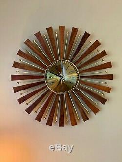 Seth Thomas Vintage Mid Century Modern Starburst Clock Quartz Movement