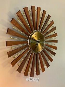 Seth Thomas Vintage Mid Century Modern Starburst Clock Quartz Movement