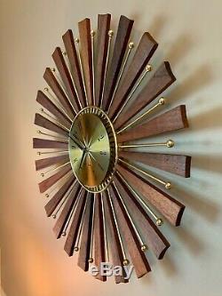 Seth Thomas Vintage Mid Century Modern Starburst Clock Quartz Movement