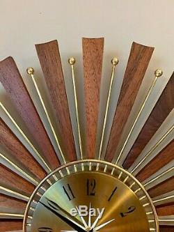 Seth Thomas Vintage Mid Century Modern Starburst Clock Quartz Movement